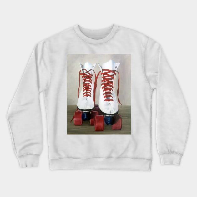 Retro Roller Skates - oil painting Crewneck Sweatshirt by EmilyBickell